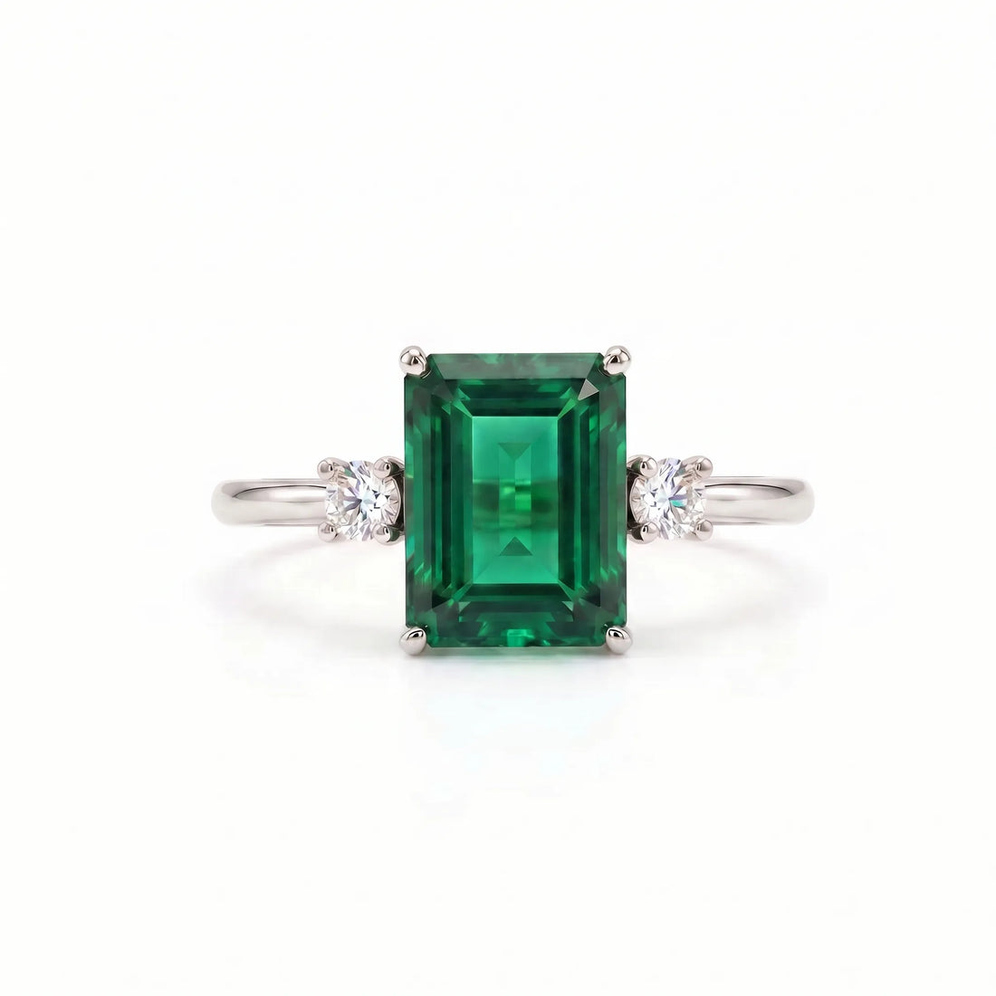 Noble Mono Emerald-Cut Emerald Diamond Ring