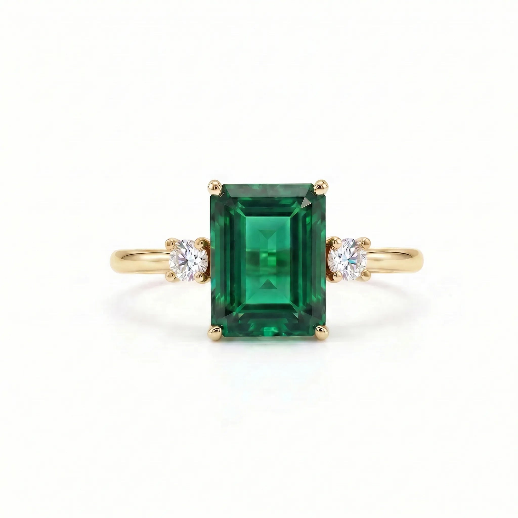 Noble Mono Emerald-Cut Emerald Diamond Ring