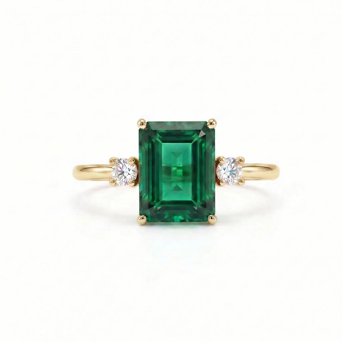 Noble Mono Emerald-Cut Emerald Diamond Ring