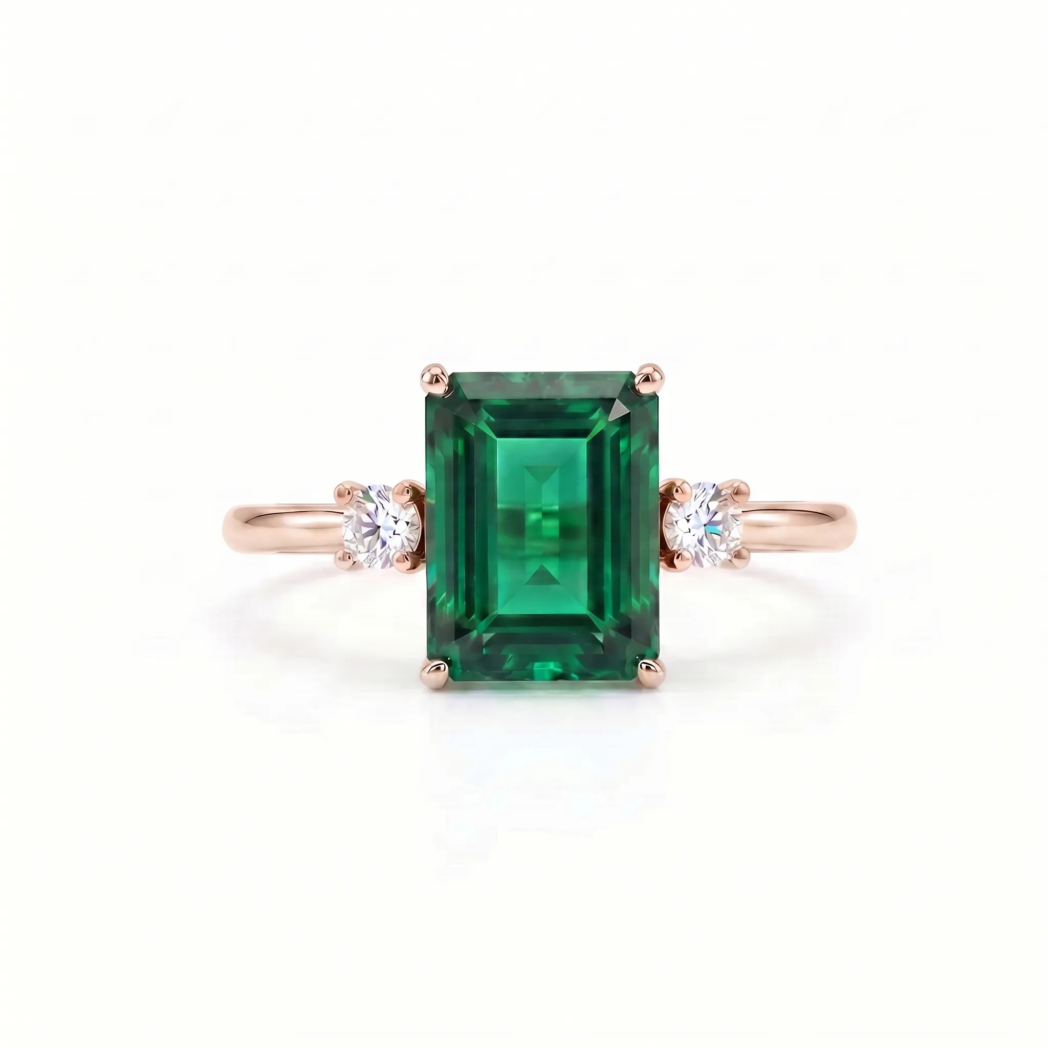 Noble Mono Emerald-Cut Emerald Diamond Ring