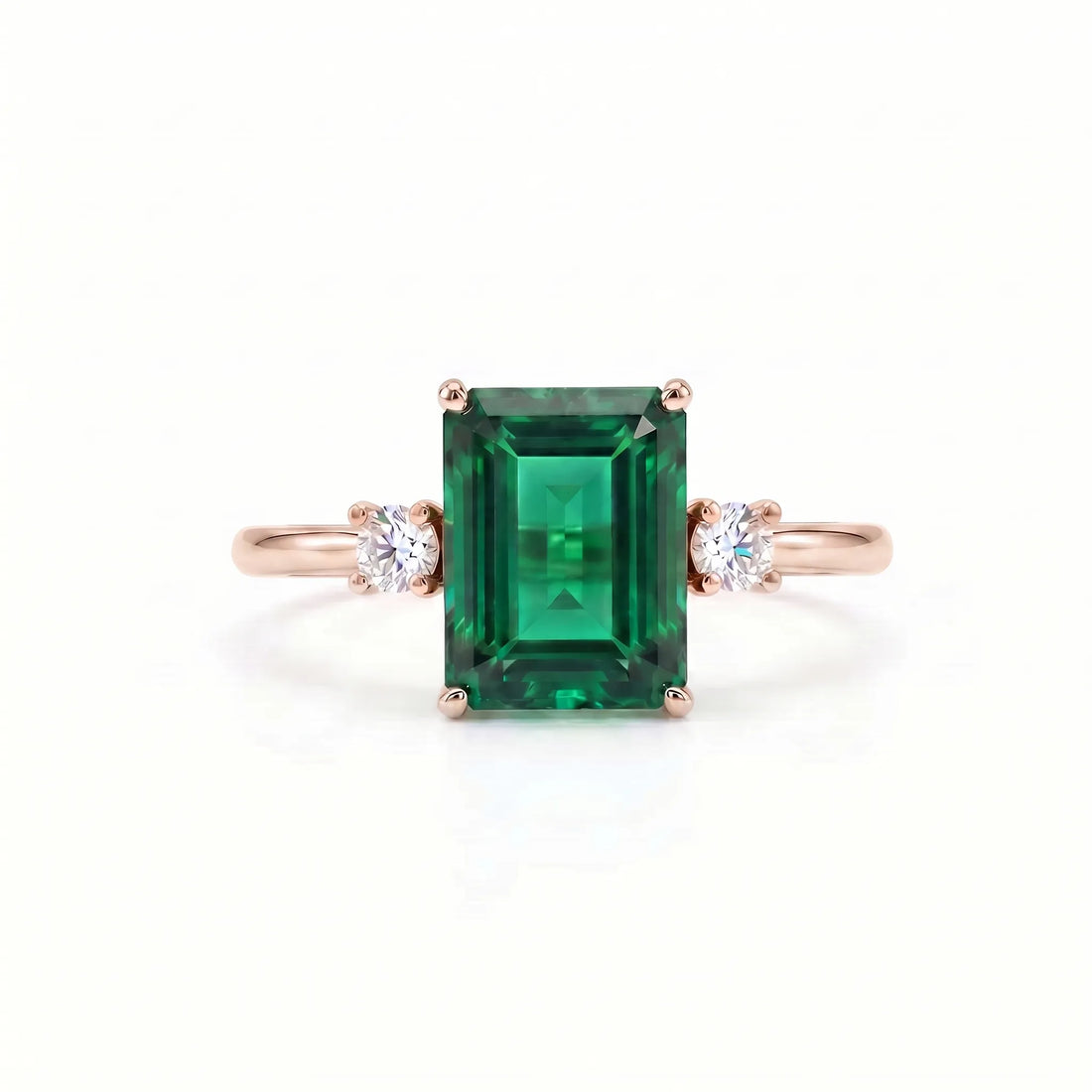 Noble Mono Emerald-Cut Emerald Diamond Ring