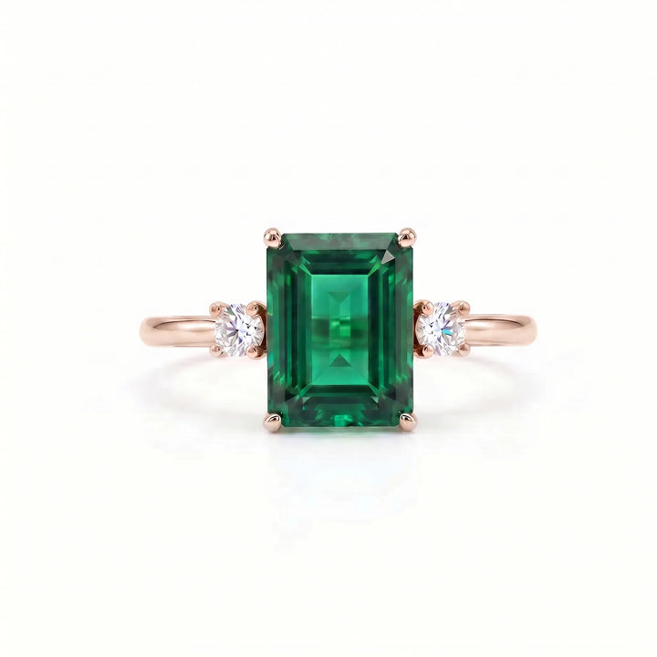 Noble Mono Emerald-Cut Emerald Diamond Ring