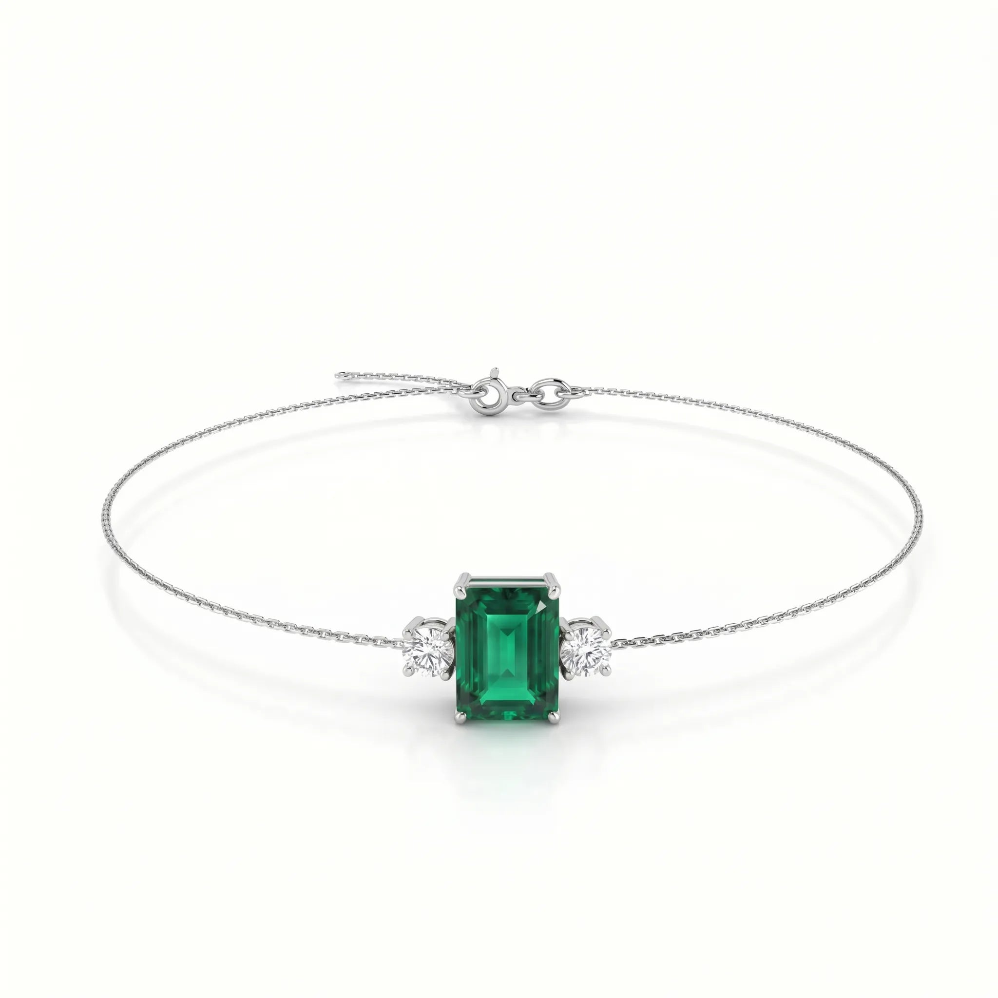 Noble Mono Emerald-Cut Emerald Diamond Bracelet