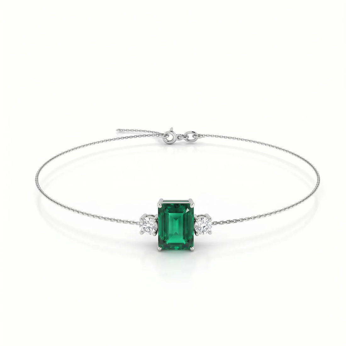 Noble Mono Emerald-Cut Emerald Diamond Bracelet