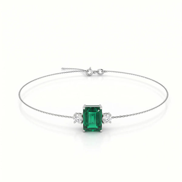 Noble Mono Emerald-Cut Emerald Diamond Bracelet