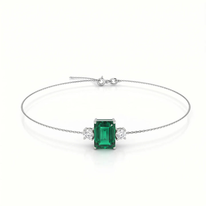 Noble Mono Emerald-Cut Emerald Diamond Bracelet