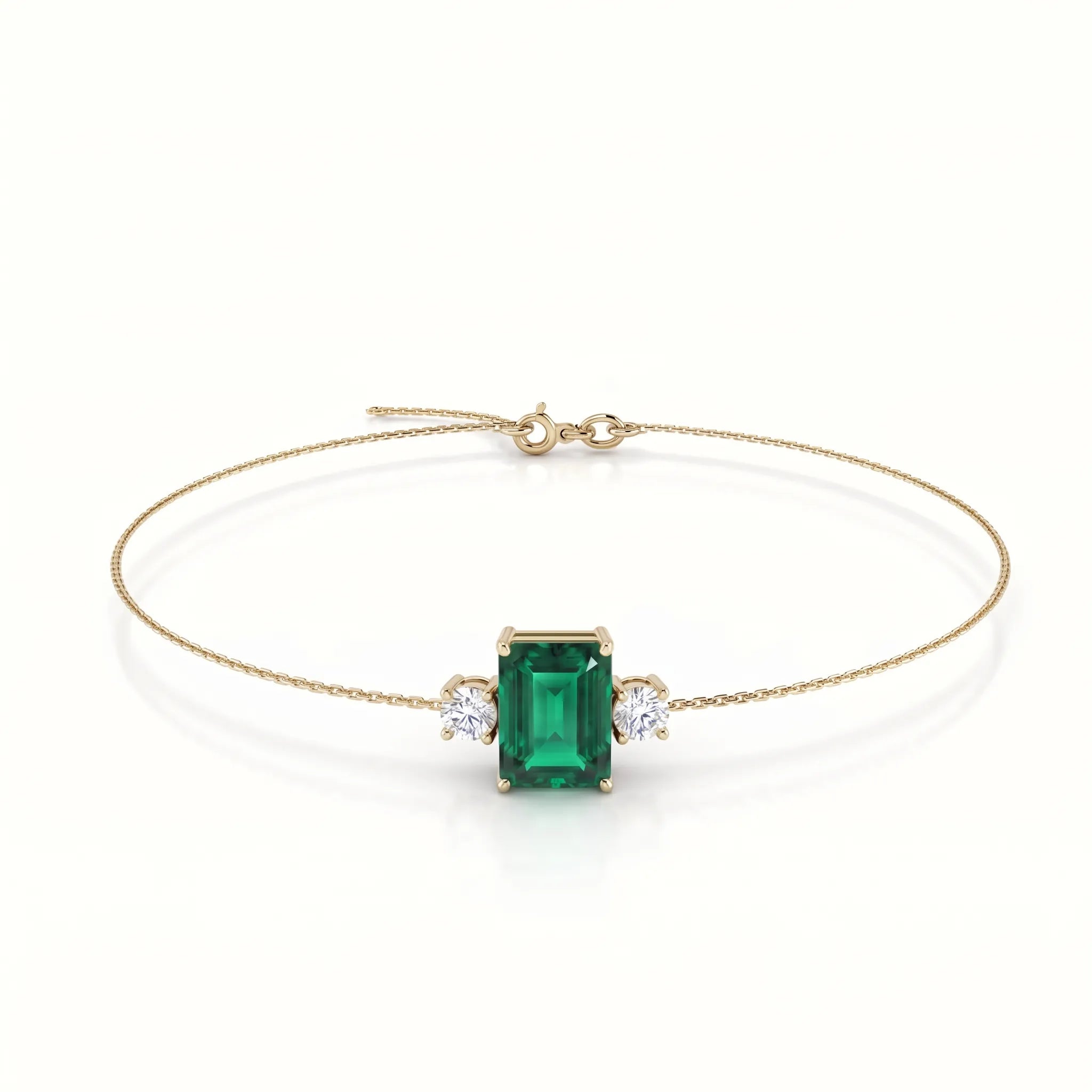 Noble Mono Emerald-Cut Emerald Diamond Bracelet