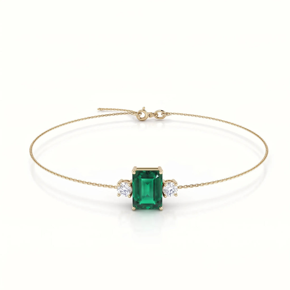 Noble Mono Emerald-Cut Emerald Diamond Bracelet