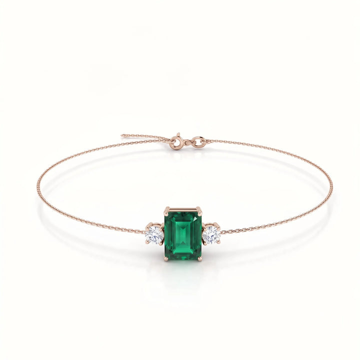 Noble Mono Emerald-Cut Emerald Diamond Bracelet