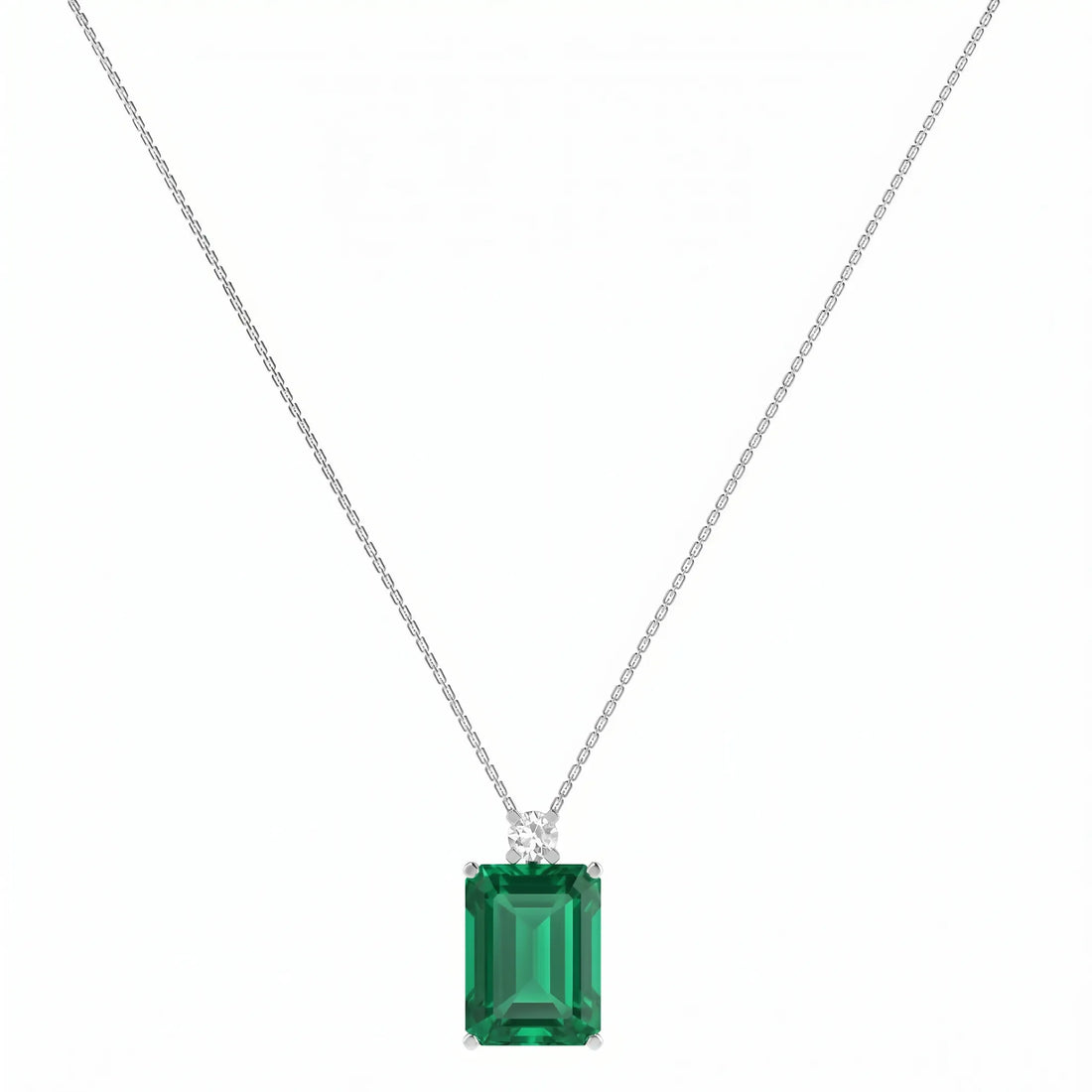 Noble Mono Emerald-Cut Emerald Diamond Necklace