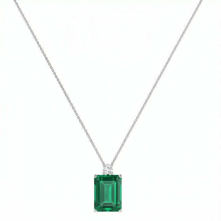 Noble Mono Emerald-Cut Emerald Diamond Necklace