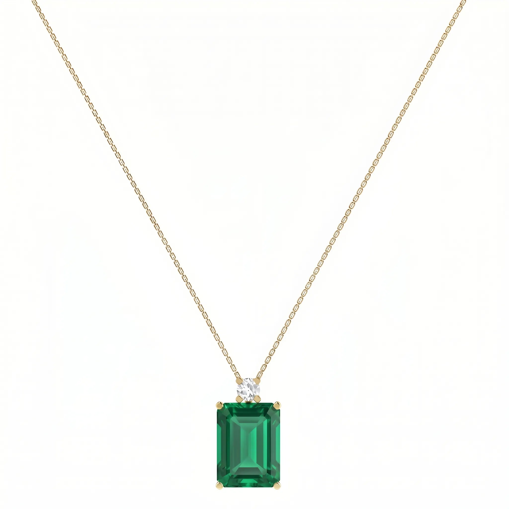 Noble Mono Emerald-Cut Emerald Diamond Necklace