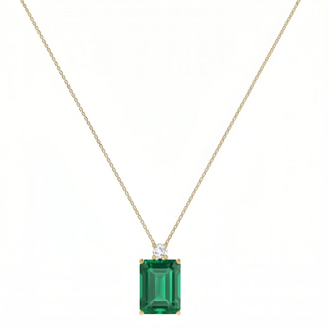 Noble Mono Emerald-Cut Emerald Diamond Necklace