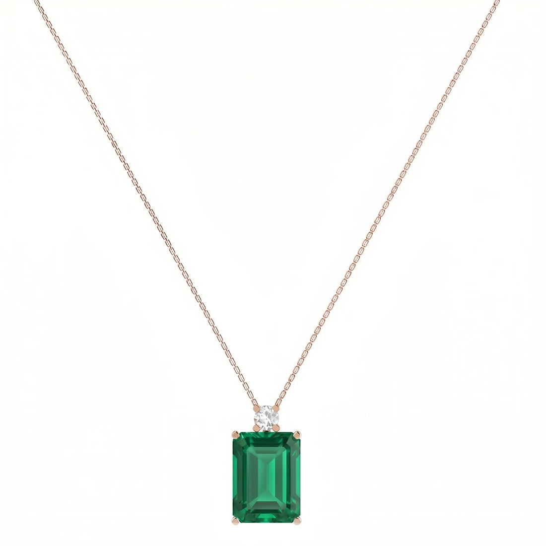 Noble Mono Emerald-Cut Emerald Diamond Necklace