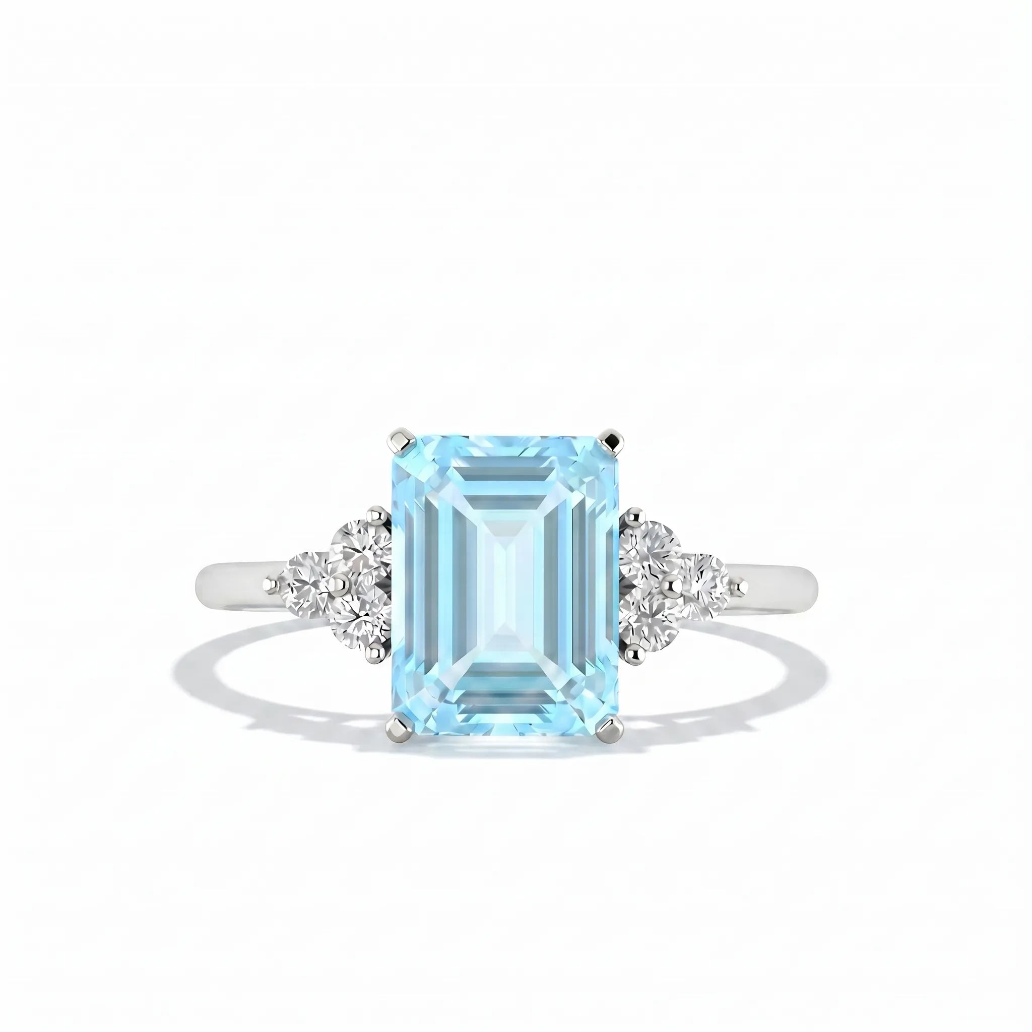 Riviera Tre Emerald-Cut Aquamarine Diamond Ring