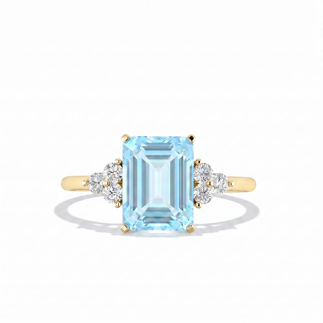 Riviera Tre Emerald-Cut Aquamarine Diamond Ring