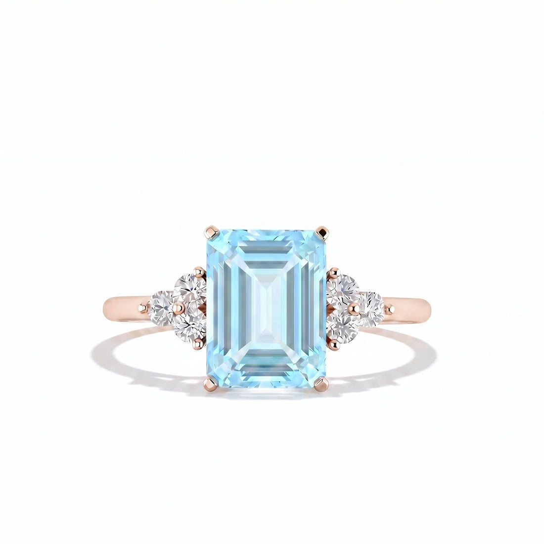 Riviera Tre Emerald-Cut Aquamarine Diamond Ring