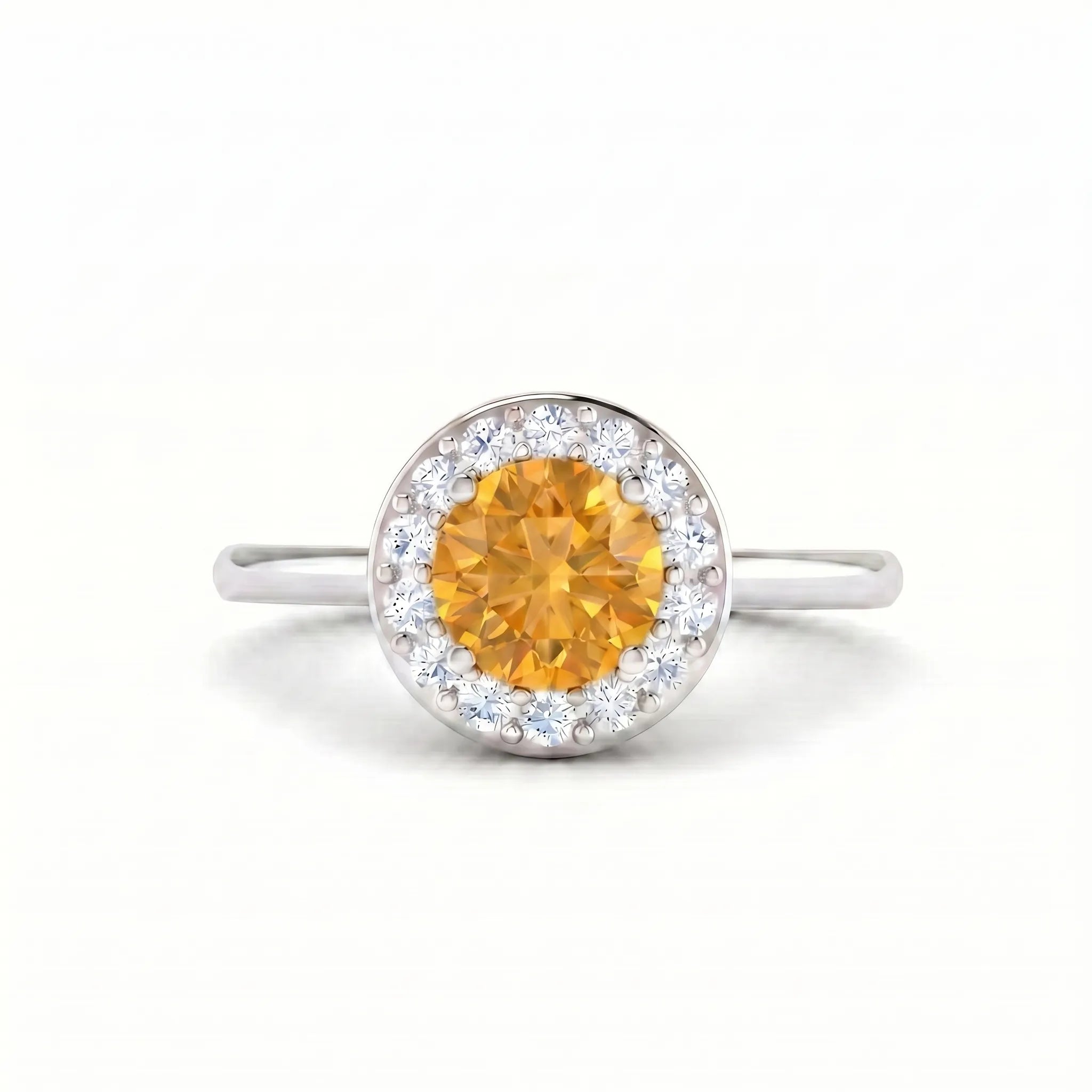 Solace Halo Round Citrine Diamond Ring