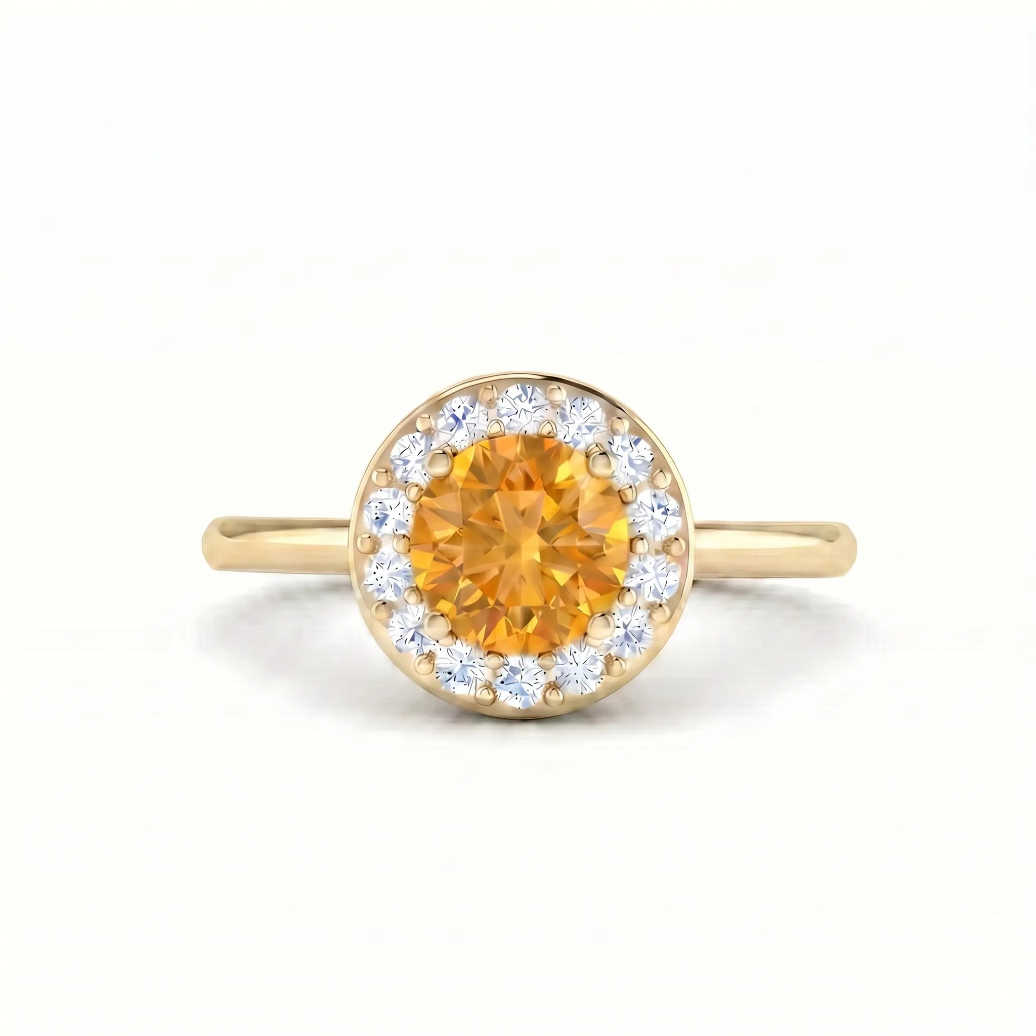 Solace Halo Round Citrine Diamond Ring