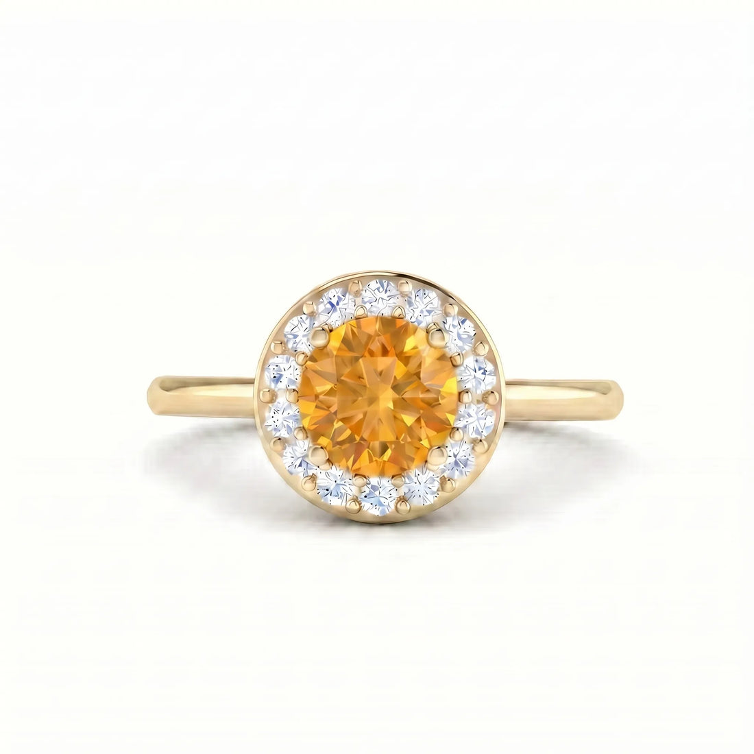 Solace Halo Round Citrine Diamond Ring