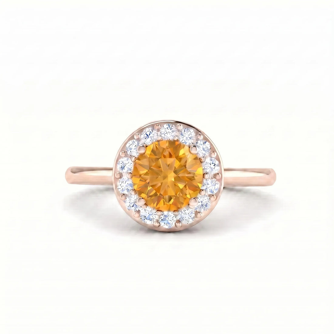 Solace Halo Round Citrine Diamond Ring